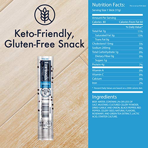 Lorissa’S Kitchen Snack Packs, Grass-Fed Beef Sticks, Original,