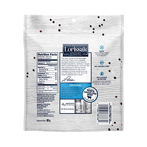 Lorissa’S Kitchen Snack Packs, Grass-Fed Beef Sticks, Original,