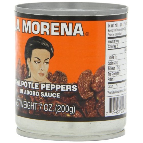 La Morena Chipotle Peppers In Adobo Sauce, 7-Ounce Tins Pack Of 6