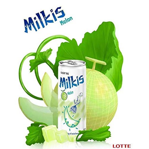 Lotte Milkis Soda Beverage, Melon And Milk, 17 Pound Pack Of 6