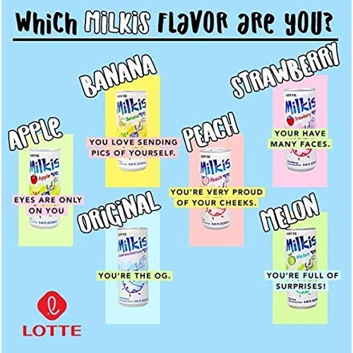 Lotte Milkis Soda Beverage, Melon And Milk, 17 Pound Pack Of 6