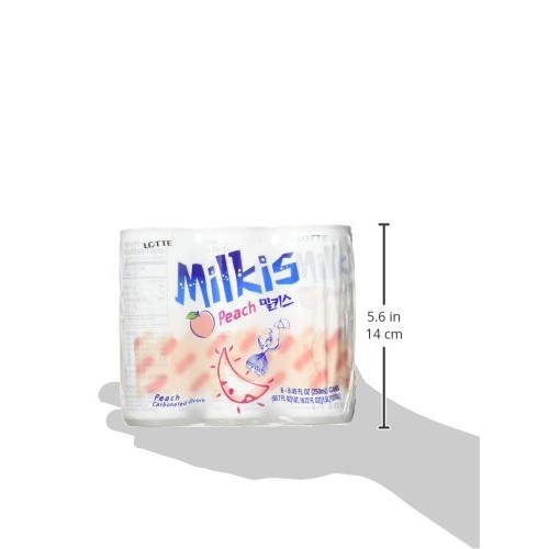Lotte Milkis Soda Beverage, Peach, 8.5 Fluid Ounce Pack Of 6