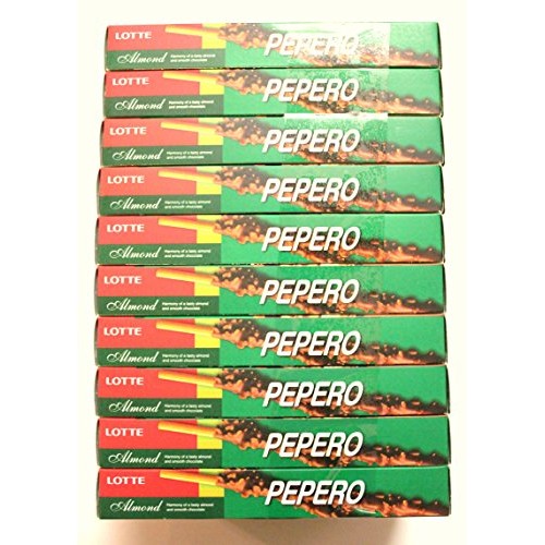 Lotte Pepero Almond Chocolate Biscuit Sticks 1.27 Oz Pack Of 10