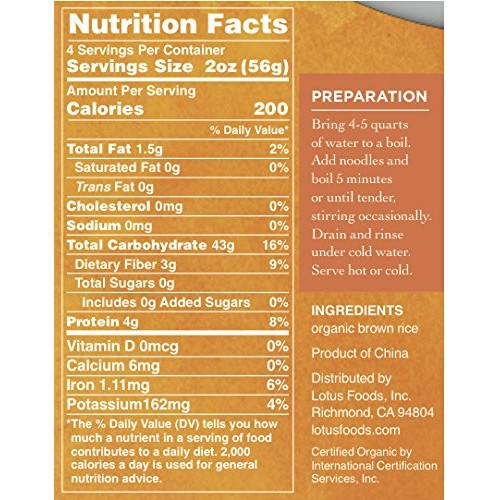 Lotus Foods Gourmet Organic Brown Rice Pad Thai Noodles, 8 Count