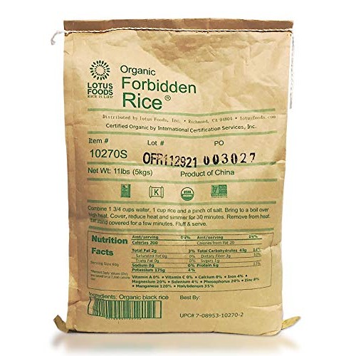 Lotus Foods Gourmet Organic Forbidden Rice, 11 Pound Pack Of 1