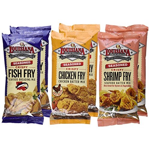Louisiana Fish Fry Products Seasoned Fry Mix 3 Flavor 6 Package