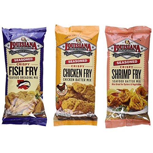 Louisiana Fish Fry Products Seasoned Fry Mix 3 Flavor 6 Package