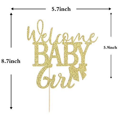 Glitter Welcome Baby Girl Cake Topper-Girl Baby Shower Theme Par
