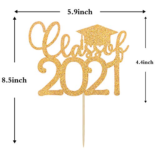 Gold Glitter Class Of 2021 Cake Topper - 2021 Graduation Party D