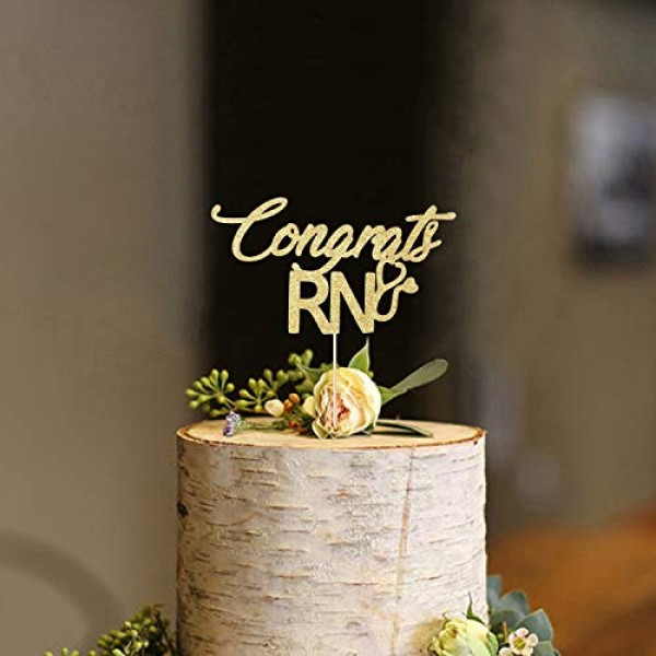 Gold Glitter Congrats RN Cake Topper Party Decor 2020 Nurse Cong...