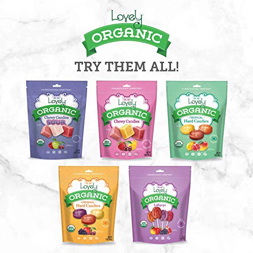 Organic Sour Chewy Candies - Lovely Candy Co. 5Oz Bag - Raspberr