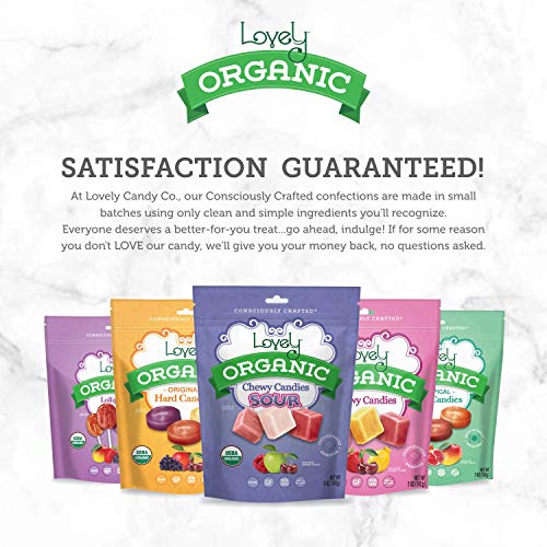 Organic Sour Chewy Candies - Lovely Candy Co. 5Oz Bag - Raspberr