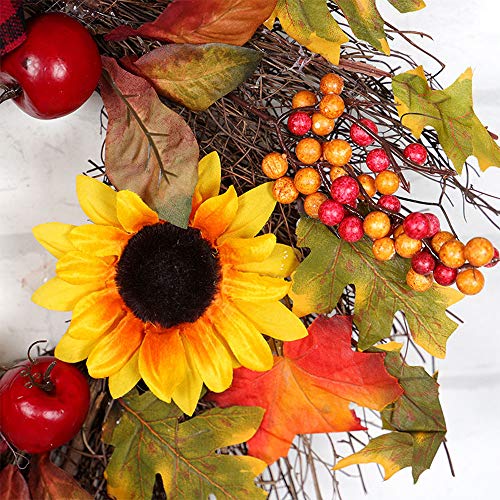 Lovewe Christmas Door Wreath Hanging,45Cm Sunflower Maple Bow Le