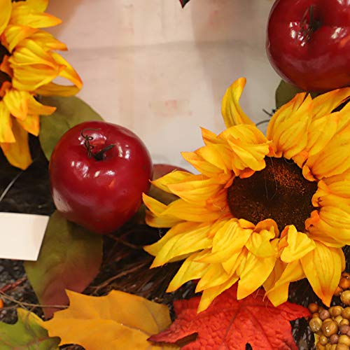 Lovewe Christmas Door Wreath Hanging,45Cm Sunflower Maple Bow Le
