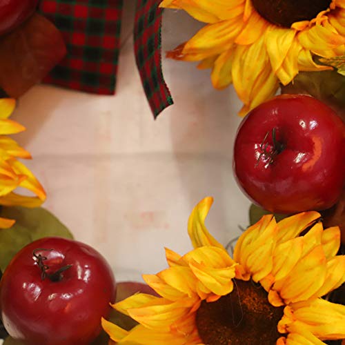 Lovewe Christmas Door Wreath Hanging,45Cm Sunflower Maple Bow Le