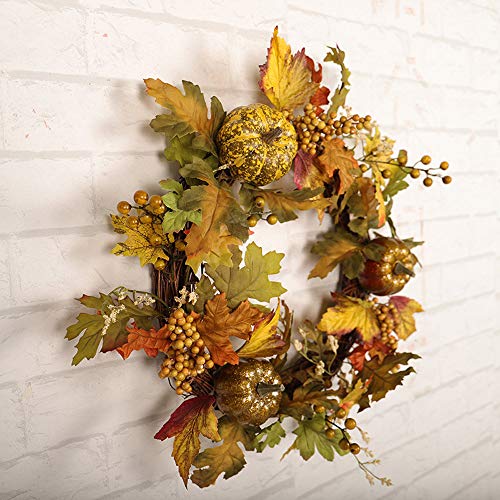 Lovewe Thanksgiving Day Wreath Hanging,19.7 Inch Pumpkin Harvest