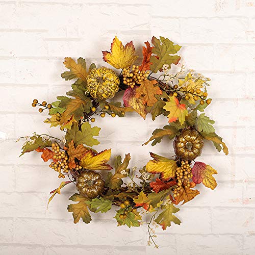 Lovewe Thanksgiving Day Wreath Hanging,19.7 Inch Pumpkin Harvest