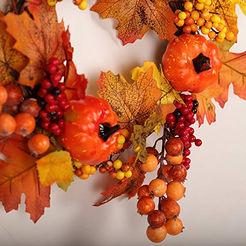 Thanksgiving Day Wreath Hanging,Lovewe Autumn Maple Leaf Berry A