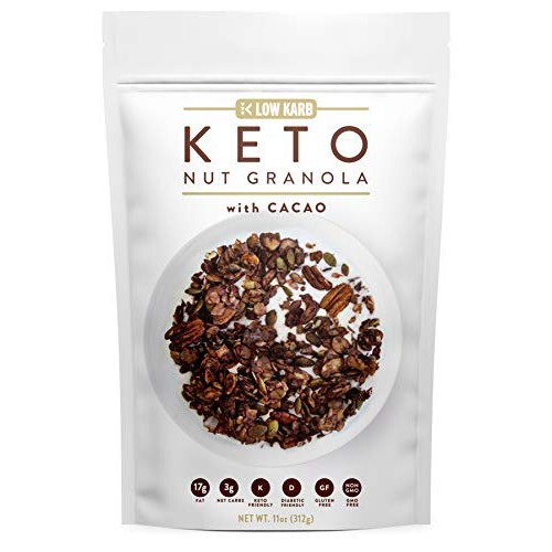 Low Karb - Keto Cacao Nut Granola Healthy Breakfast Cereal - Low