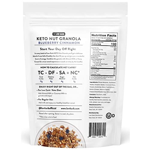 Low Karb NuTrail, Keto Blueberry Nut Granola Healthy Breakfast C...