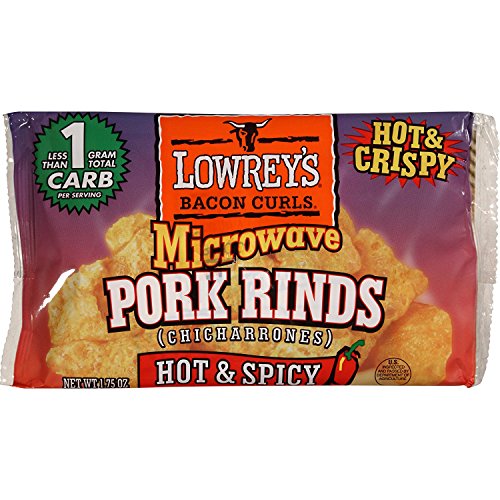 Lowreys Bacon Curls Microwave Pork Rinds Chicharrones, Hot &Amp;