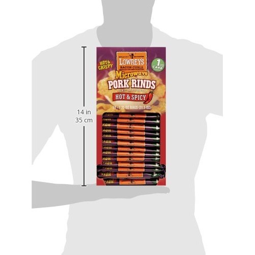 Lowreys Bacon Curls Microwave Pork Rinds Chicharrones, Hot &Amp;