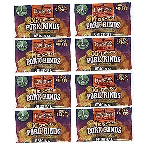 Lowreys Bacon Curls | Microwave Pork Rinds | Eight Original Flav