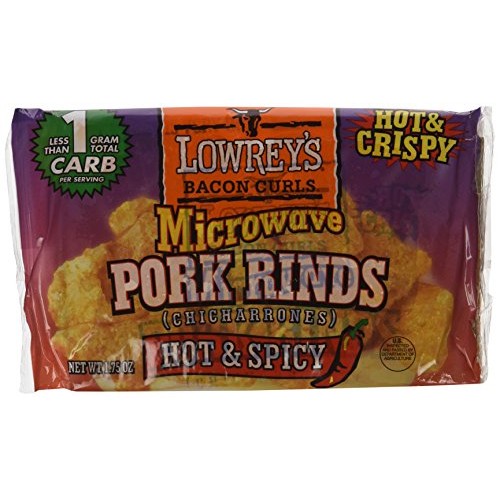 Lowreys Bacon Curls, Microwave Pork Rinds, Hot & Spicy, 1.75-oz...