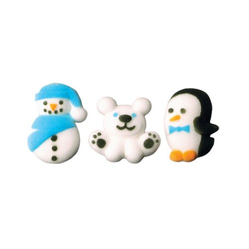 Lucks Dec-Ons Molded Sugar Cupcake Topper, Winter Buddies, 1 1/4