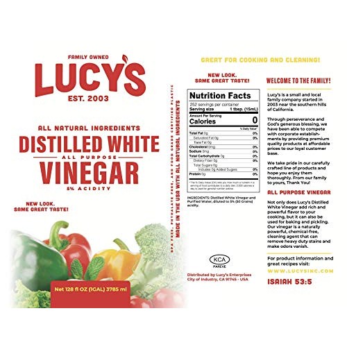 Lucys Family Owned - Natural Distilled White Vinegar, 1 Gallon
