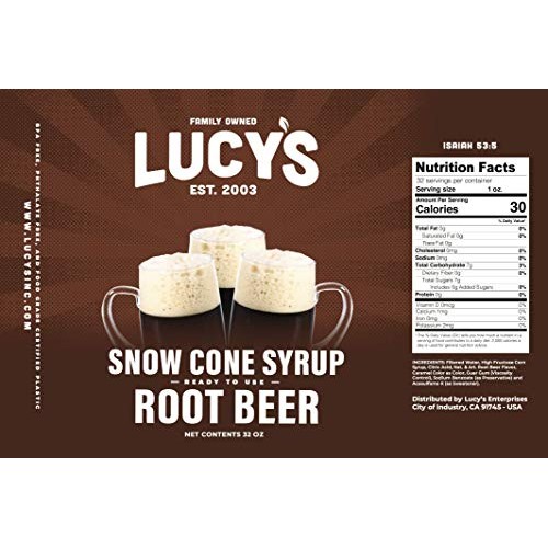 Lucys Family Owned - Shaved Ice Snow Cone Syrup - 1 Gallon 128