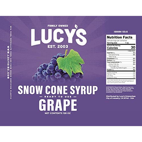 Lucys Family Owned - Shaved Ice Snow Cone Syrup - Grape - 32 Oz