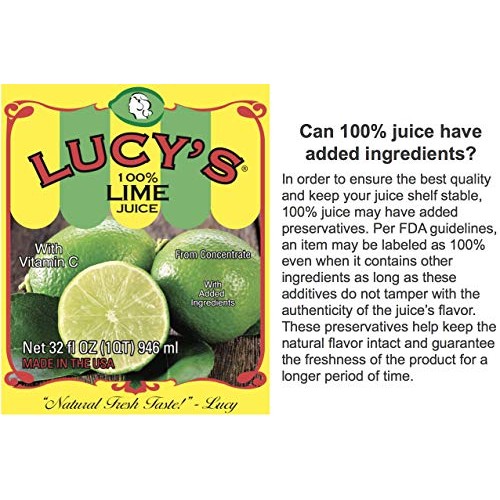 Lucy’S Family Owned - Lime Juice, 32 Oz. Bottle Pack Of 2