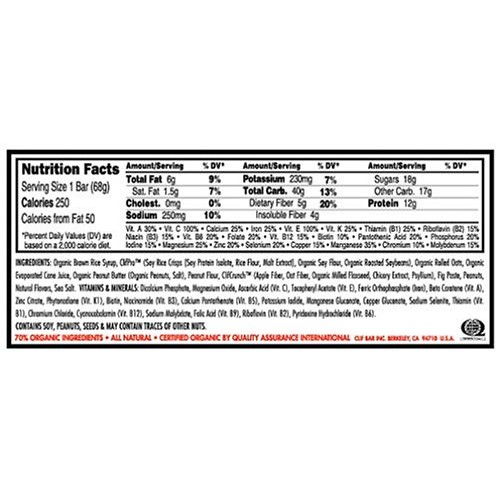 Clif Bar Energy Bars, Crunchy Peanut Butter, 2.4-Ounce Bars, 12