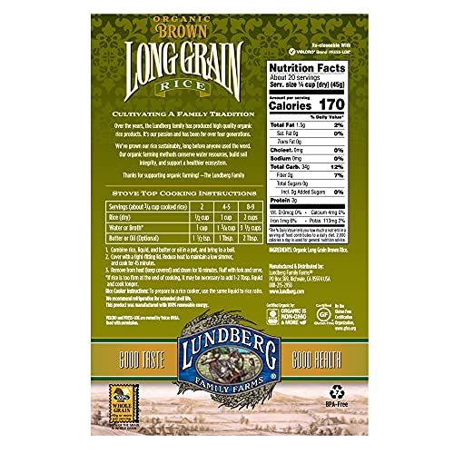 Lundberg Family Farms Brown Rice, Long Grain, Gluten Free, Organ