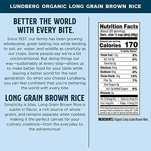Lundberg Family Farms Brown Rice, Long Grain, Gluten Free, Organ
