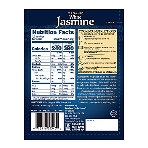 Lundberg Family Farms Organic White Jasmine Rice, Thai Hom Mali,