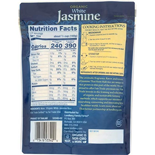 Lundberg Family Farms Organic White Jasmine Rice, Thai Hom Mali,