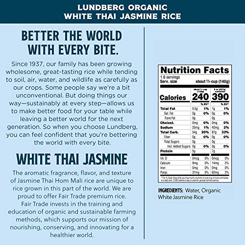 Lundberg Family Farms Organic White Jasmine Rice, Thai Hom Mali,