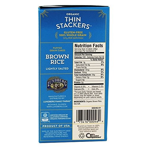 Lundberg Family Farms Thin Stackers Brown Rice Lightly Salted Gr