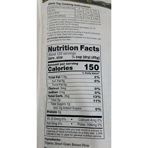 Lundberg Farms USDA ORGANIC Short Brown Rice Gluten Free 12 LB