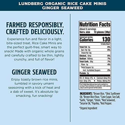 Lundberg Organic Ginger Seaweed Rice Cake Minis, 5Oz 6 Count,