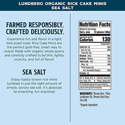 Lundberg Organic Sea Salt Rice Cake Minis, 5Oz 6 Count, Gluten