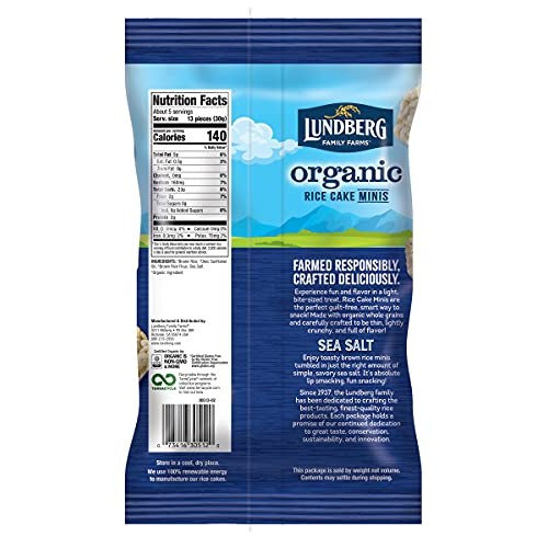 Lundberg Organic Sea Salt Rice Cake Minis, 5Oz, Gluten-Free, Veg