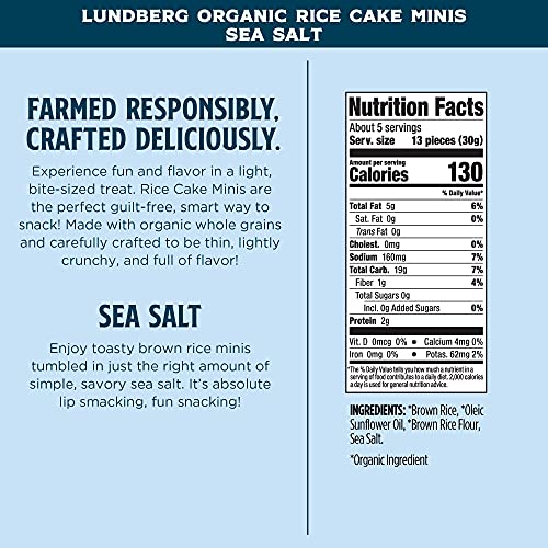 Lundberg Organic Sea Salt Rice Cake Minis, 5Oz, Gluten-Free, Veg