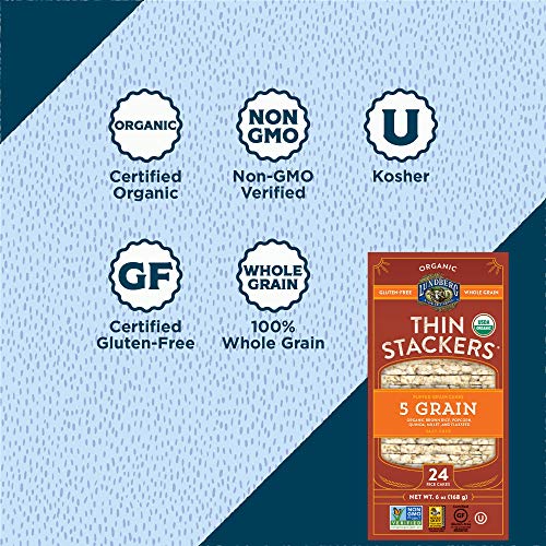 Lundberg Organic Thin Stackers, Five Grain, 6Oz 6 Count, Glute