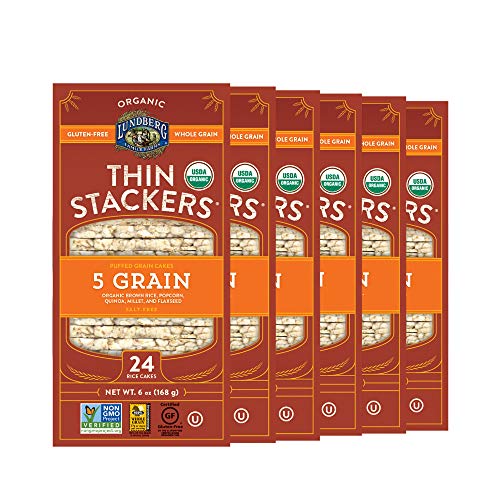 Lundberg Organic Thin Stackers, Five Grain, 6Oz 6 Count, Glute