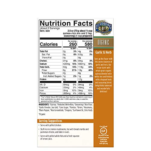 Lundberg Organic White Rice &Amp; Quinoa Entree, Garlic &Amp; Herb, 5.5O