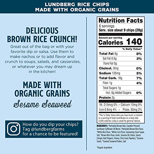 Lundberg Rice Chips, Sesame Seaweed, 6Oz 12 Count, Gluten-Free