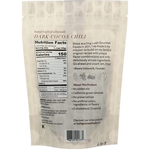 Lush Gourmet Foods Almonds Dark Cocoa Chili, 3.85 Oz